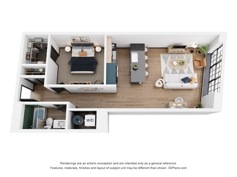 Floor plan for 1 bed, 1 bath, 820 sqft
